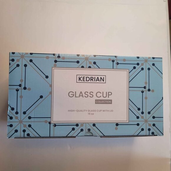 Initial Glass 16 oz Can Cup With Bamboo Lid Monogrammed Gift Letter P - Picture 4 of 4